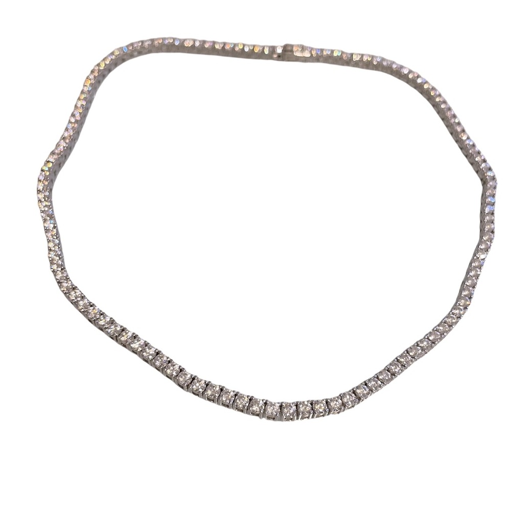 Shiny tennis necklace, 925 sterling silver and moissanite stones.